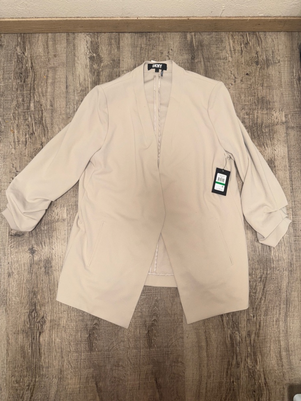 DKNY Cream Open-Front Longline Cardigan Blazer